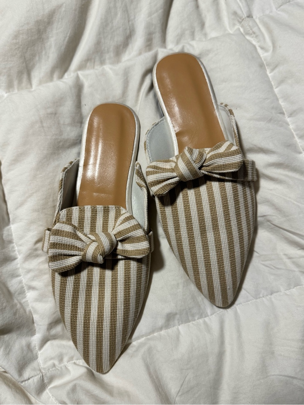Striped Pointed Toe Mules